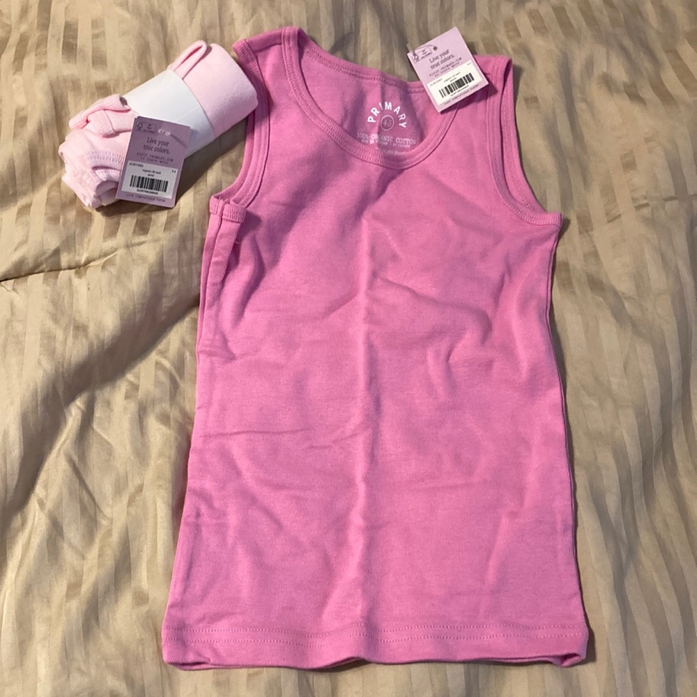 NWT TWO primary.com pink tank tops size 4-5